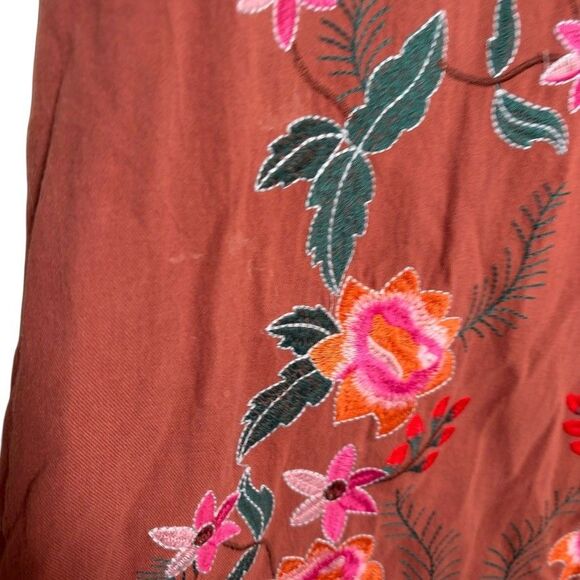 Umgee Dress Women's Medium Brown Embroidered Sleeveless Boho Floral Cottage - Picture 5 of 10